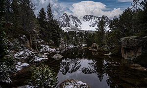 雪后的高山與湖泊自然風光攝影圖片