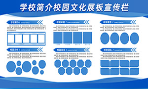 学校简介校园文化展板宣传栏模板素材