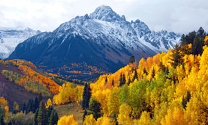 秋季大山中的美麗山林美景攝影圖片