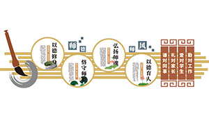 新中式校園師德師風(fēng)校訓(xùn)文化墻矢量素材