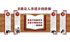 學(xué)校圖書館借閱制度等文化墻矢量素材