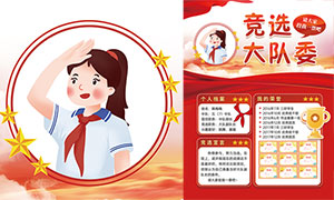 小學(xué)少先隊(duì)競選大隊(duì)委海報(bào)PSD素材