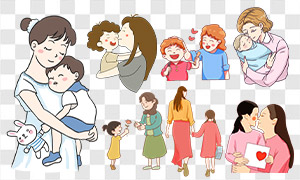 親子關(guān)系情感主題母親節(jié)PNG圖片素材