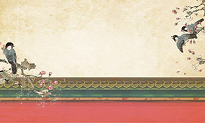 中国风古典雅致花鸟房檐装饰背景素材