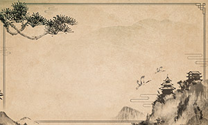 中國風傳統水墨古畫風格背景PSD素材