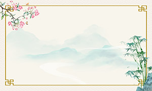 清新雅致新中式山水花鳥意境背景素材