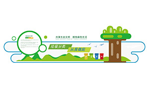 社區垃圾分類環保宣傳文化墻矢量素材
