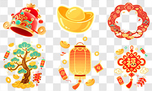 2026马年新春国潮风装饰元素PNG素材 2026马年新春国潮风装饰元素PNG素材