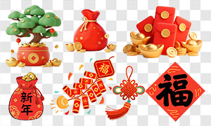 卡通国潮风2026新春主题装饰PNG素材 卡通国潮风2026新春主题装饰PNG素材