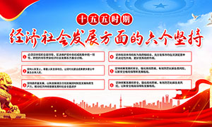 十五五规划六个坚持宣传展板PSD素材 十五五规划六个坚持宣传展板PSD素材