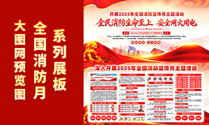 2025年全国消防宣传月活动展板PSD素材 2025年全国消防宣传月活动展板PSD素材