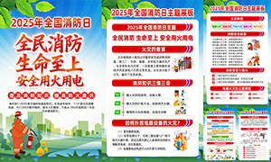 2025年全国消防日主题展板挂图PSD素材 2025年全国消防日主题展板挂图PSD素材