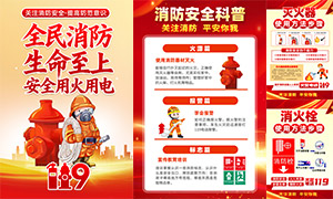 关注消防安全提高防范意识挂图PSD素材 关注消防安全提高防范意识挂图PSD素材