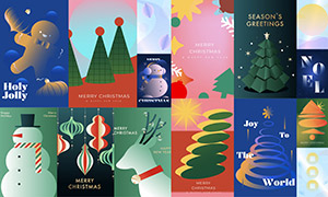 雪人圣诞树等元素圣诞节背景矢量素材 雪人圣诞树等元素圣诞节背景矢量素材