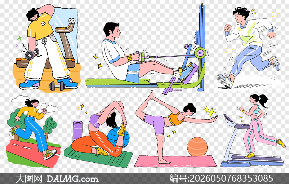 �����ֻ�罡���˶�����廭PNG�ز�
