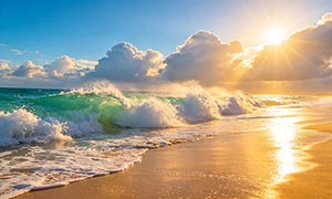�糿�����µĽ�ɫɳ̲�;��˸���ͼƬ�ز�